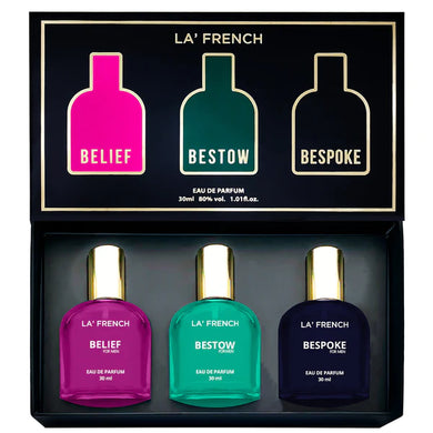 LA FRENCH  Luxury Perfume Gift Set for Men 3x30 ML Belief Bestow & Bespoke Perfume