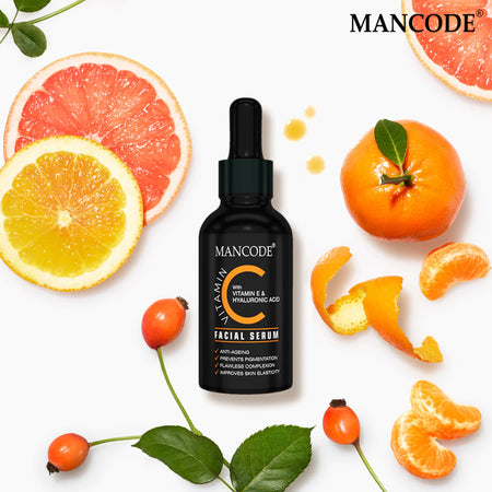 Mancode Vitamin C Facial Serum For Anti Aging And Wrinkle Remover With Vitamin E & Hyaluronic Acid (50 Ml)