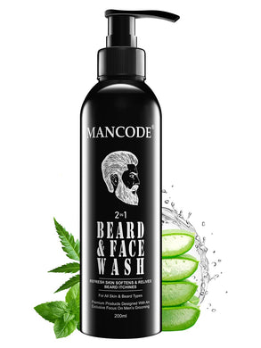 Mancode 2 in 1 Beard & Face Wash | No Post-wash Dryness | Refreshes Skin Softens & Relieves Beard Itchiness | for All Hair & Skin Types |