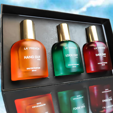 La French Luxury Perfume Gift Set for Unisex 3x30 ML Hang Out Look Out Date Out Perfume | More Long Lasting Scent | French EDP Fragrance | Date night fragrance | Ideal gift for Men and Women