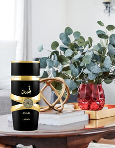 Lattafa Imported Asad Long Lasting Luxury Perfume Spray Asad Premium Refreshing Oud and Musk Fragrances Eau De Parfum 100 ml Perfume for Unisex (Pack of 1)