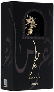 Lattafa Maahir Gold Premium Refreshing Oud and Musk Fragrances Eau De Parfum 100 ml Perfume Spray for Unisex (Made in UAE)