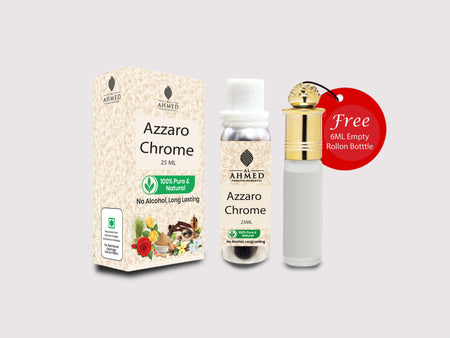 AL AHMED AZZARO CHROME ATTAR ROLL ON PERFUME | LONG LASTING FRAGRANCE PERFUME FOR MEN AND WOMEN | 100% ALCOHOL FREE ATTAR PERFUME | 25ML