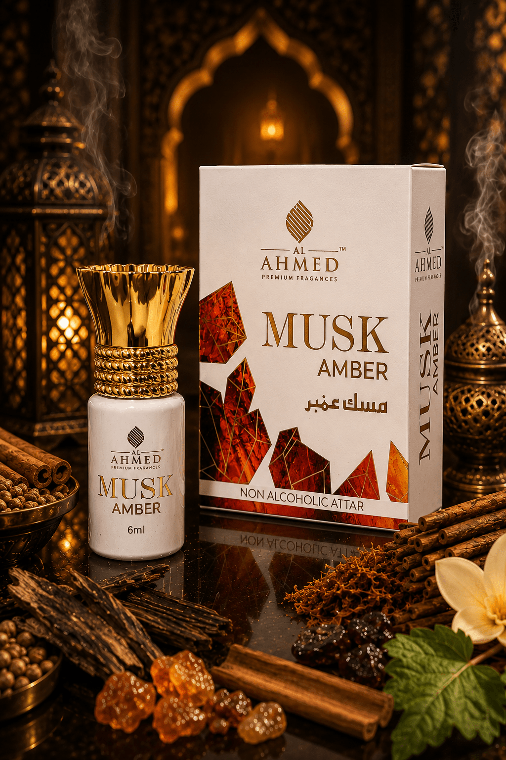AL AHMED Musk Amber Non Alcoholic Attar 6ml | Premium Long Lasting Roll On Perfume Oil | Rich Musk, Amber & Oud Fragrance | Unisex - Al Ahmed India
