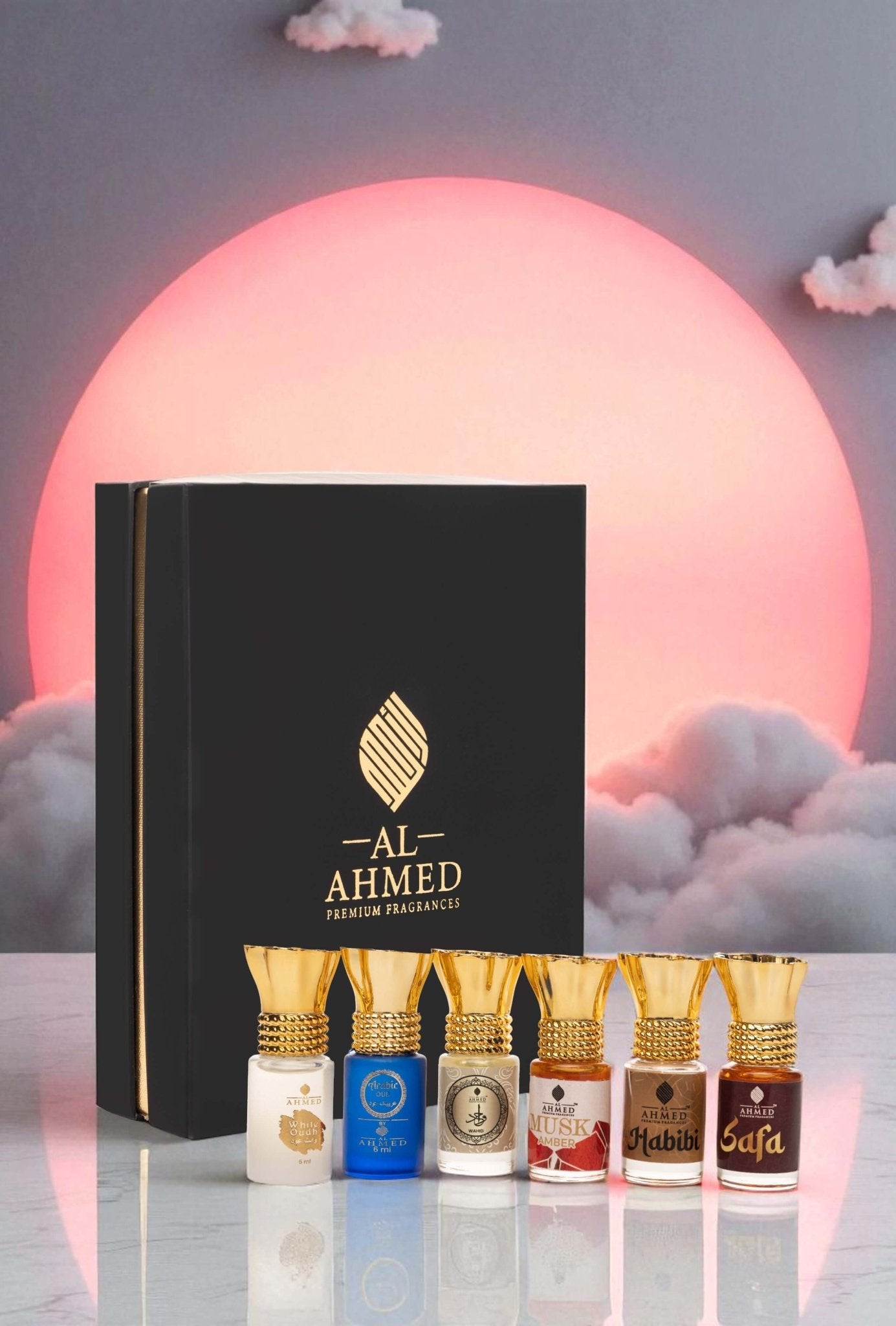Al Ahmed Premium Attar Combo Set x 6ml | White Oud | Arabic Oud| Safa | Musk Amber | Habibi | wahid - Al Ahmed India