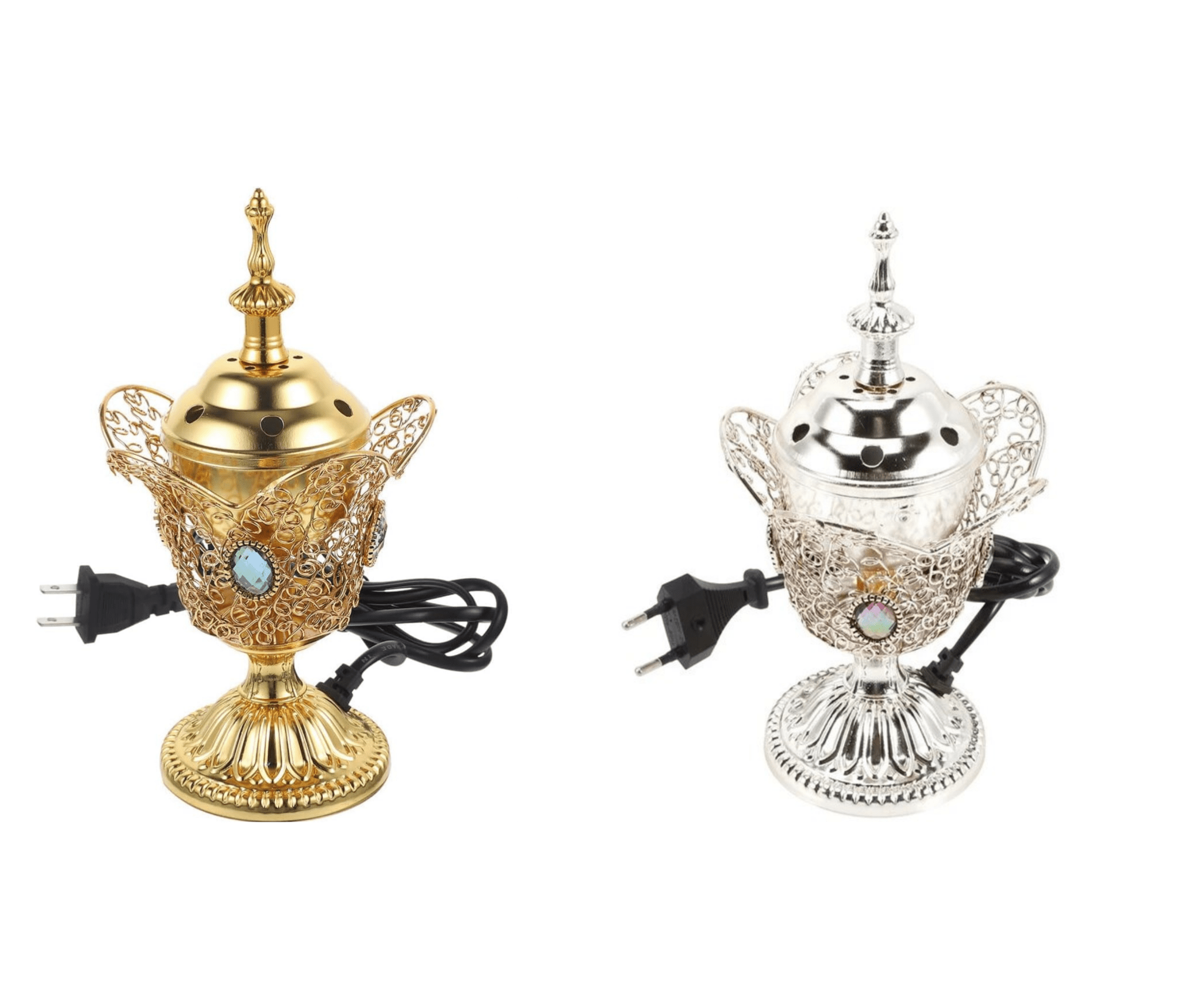 Electric Incense Burner Metal Bakhoor Burner Middle Eastern Style Yoga Spa Decor Tabletop Electric Censer Incense Burner for Home Office - Al Ahmed India