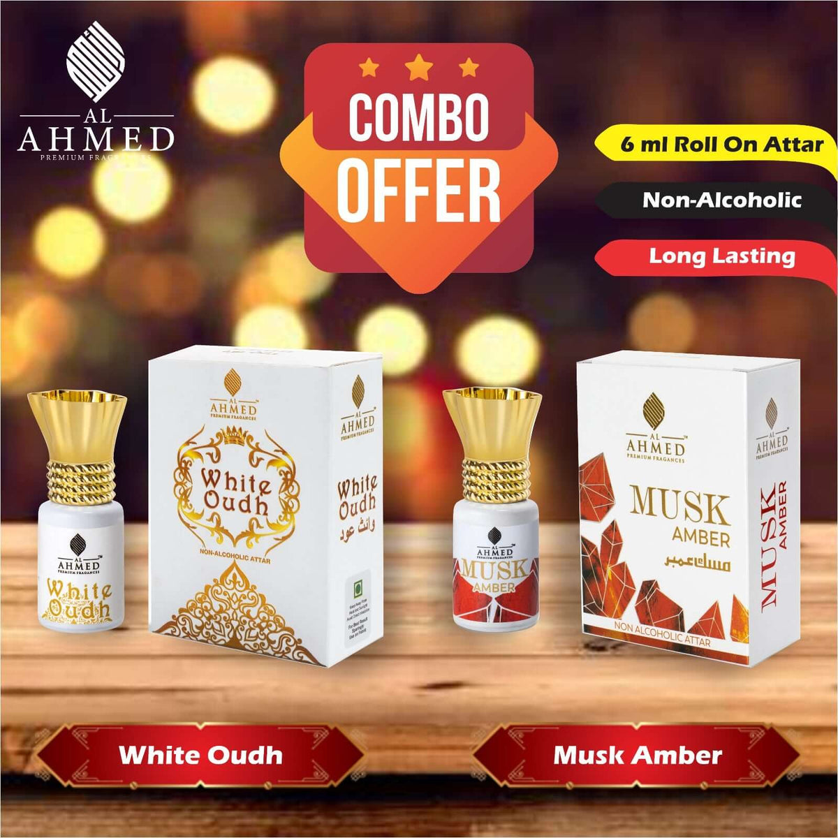 PREMIUM WHITE OUD & MUSK AMBER ATTAR - COMBO OFFER