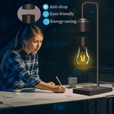 Magnetic Levitating Light Bulb with Luxury Wireless Charging Pad (Apple/Android)| Levitation Plastic Black Floating Table Lamp| White LED Night Light for Bedrooms Desk| Office Gifts