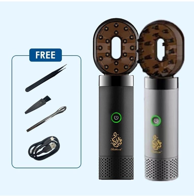 Electric Portable Bakhoor Burner with Hair Comb Smart Bakhoor Holder With Free Bakhoor Electric Portable Bakhoor Burner with Hair Comb Smart Bakhoor Holder With Free Bakhoor