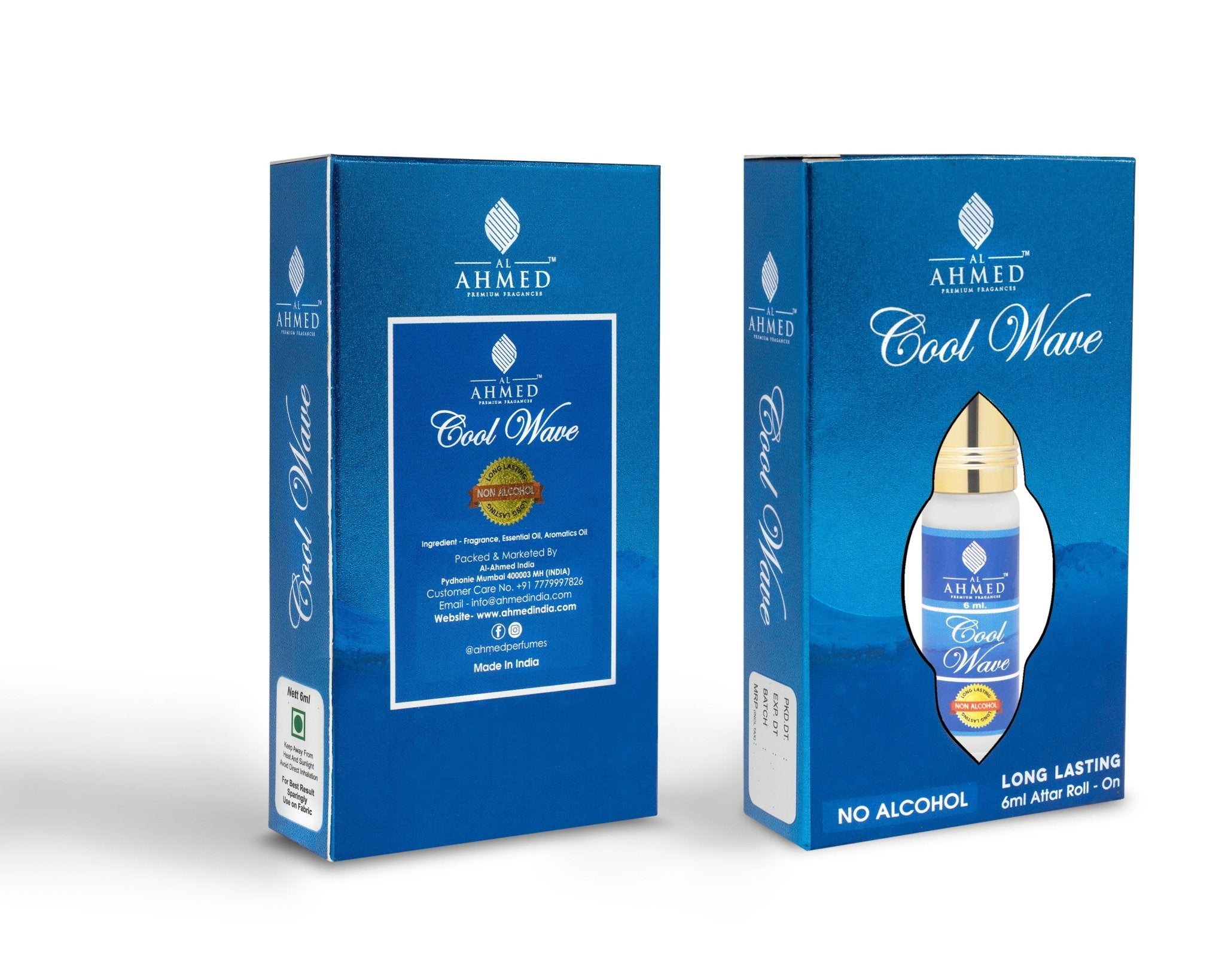Al Ahmed COOL WAVE Attar Roll on Perfume | Long lasting Fragrance Perfume For Men and Women | 100% Alcohol Free Attar Perfume | 6ml) - Al Ahmed India