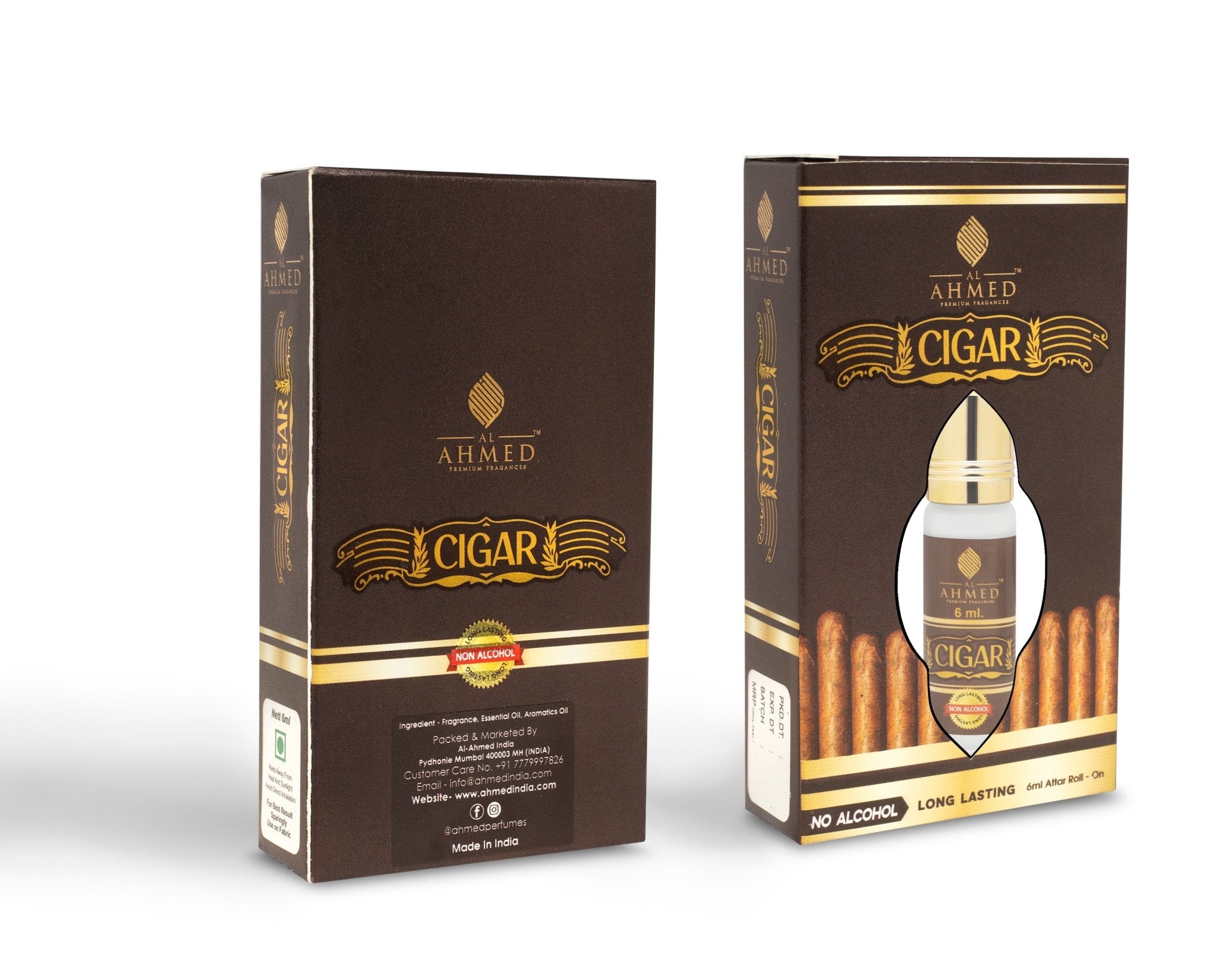 Al Ahmed CIGAR Attar Roll on Perfume | Long lasting Fragrance Perfume For Men and Women | 100% Alcohol Free Attar Perfume | 6ml) - Al Ahmed India