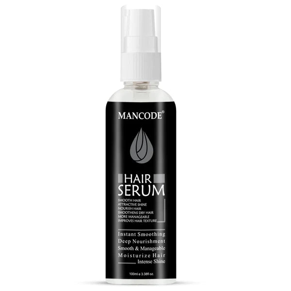 Mancode Hair Serum for Men Instant Shine & Smoothness Regular Use For Dry & Wet Hair Gives Frizz Free Soft & Silky Hair - 100ml