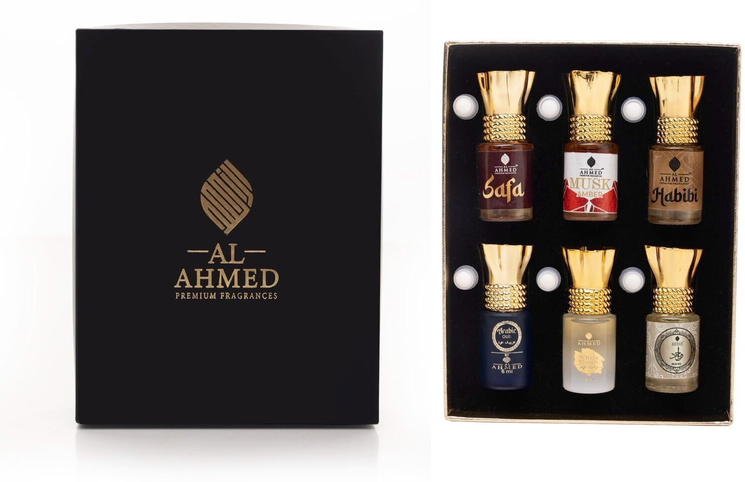 Al Ahmed Premium Attar Combo Set x 6ml | White Oud | Arabic Oud| Safa | Musk Amber | Habibi | wahid - Al Ahmed India
