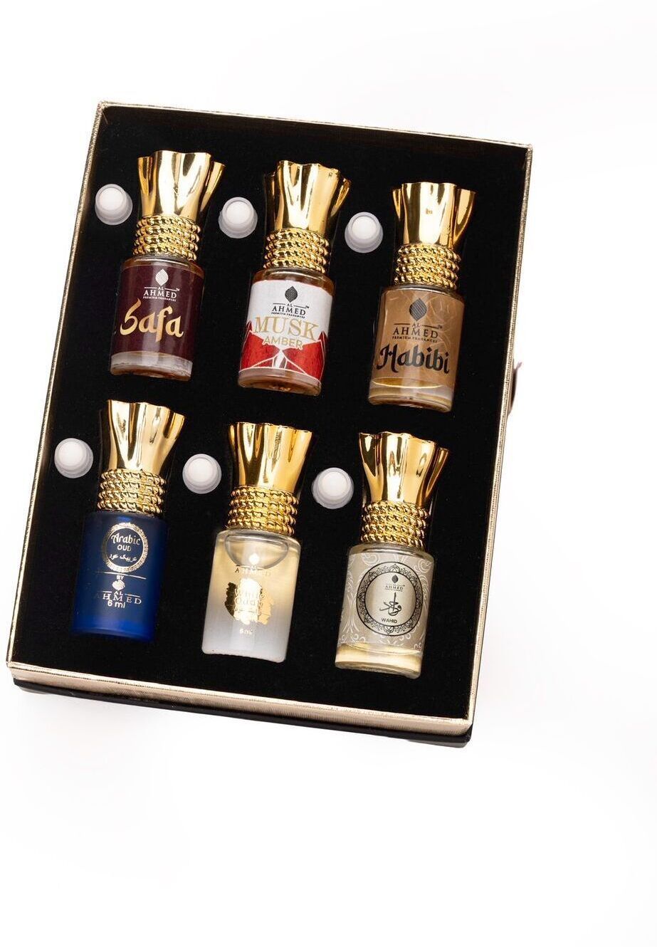 Al Ahmed Premium Attar Combo Set x 6ml | White Oud | Arabic Oud| Safa | Musk Amber | Habibi | wahid - Al Ahmed India
