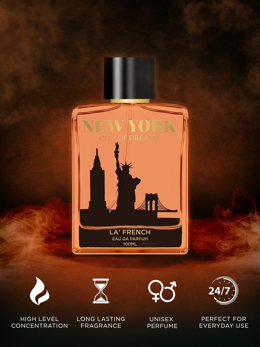 La French New york Perfume for Men - 100ml | Luxury Gift | Extra Long Lasting Smell | Premium French Fragrance Scent | Eau De Parfum