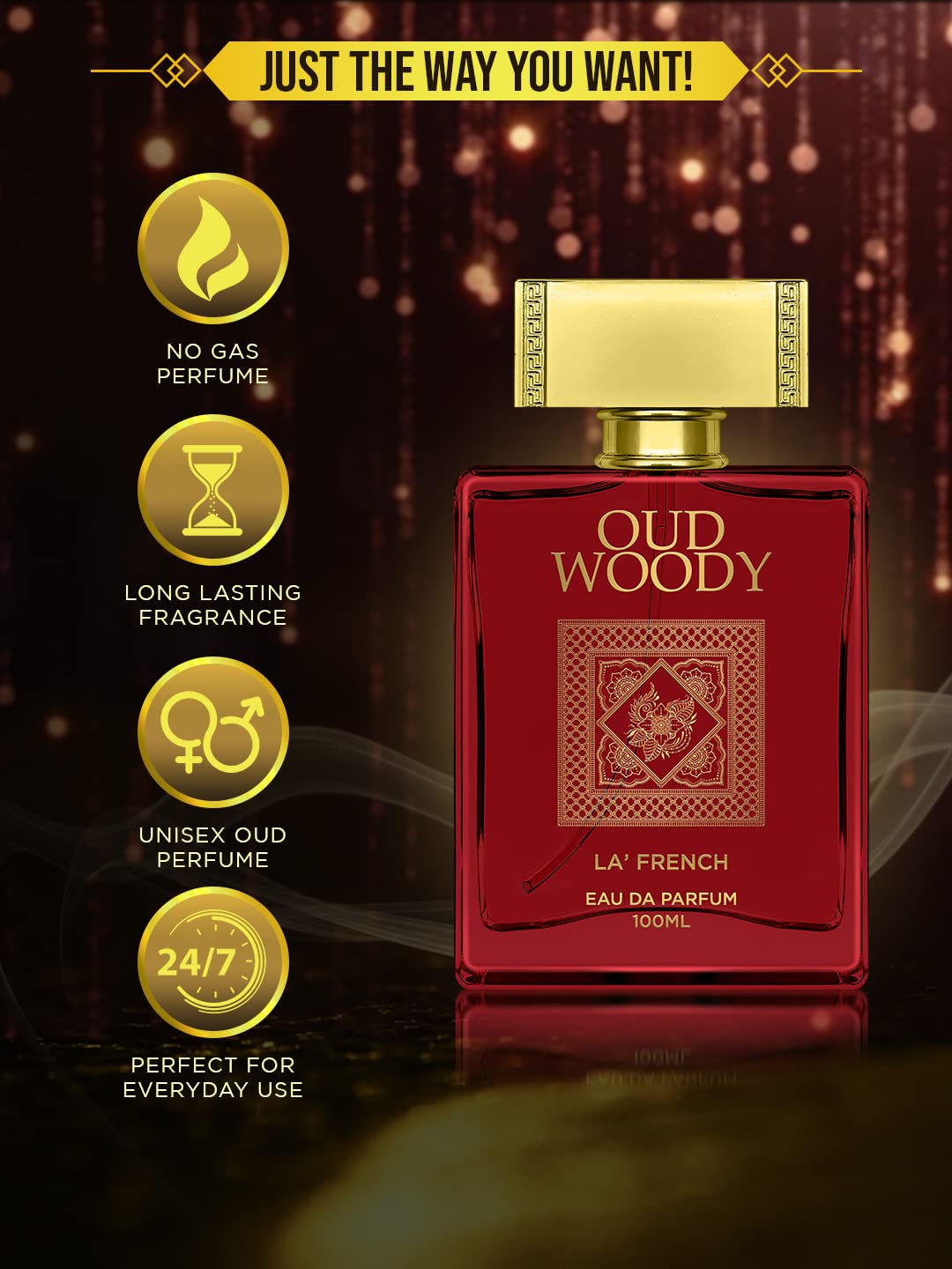 La French Oud Woody Eau De Parfum Unisex Perfume for Men & Women | with Sandalwood Agarwood & Woody | Long Lasting EDP Fragrance Scent, 100 Ml