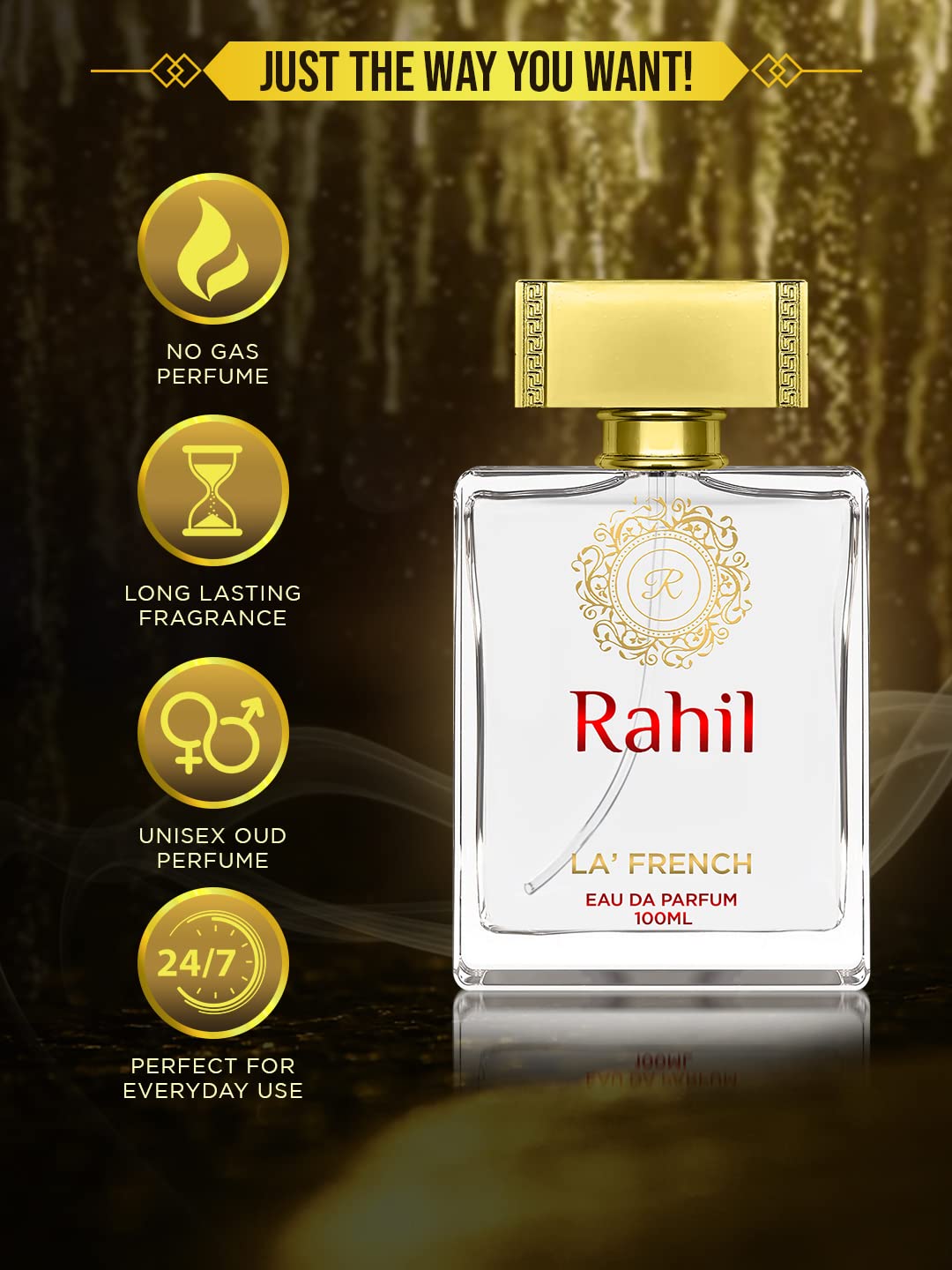 La French RAHIL Parfum, with Long Lasting Fragrances,  Eau de Parfum - 100 ml (For Men & Women)