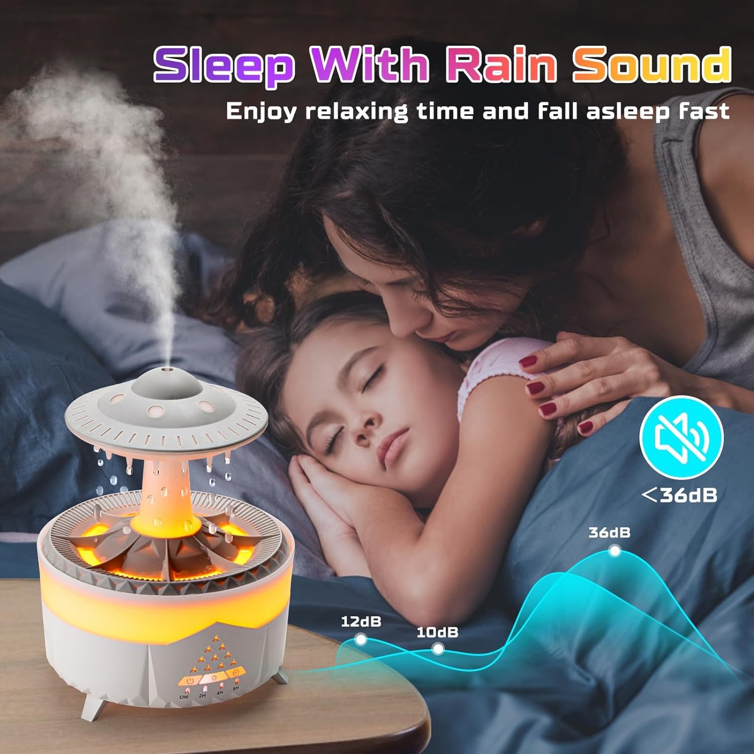 UFO Raindrop Aromatherapy Machine Raindrop Humidifier Desktop Bedroom LED Colorful Light Aromatherapy Machine Humidifier (Remote Control) Free Aroma OIl