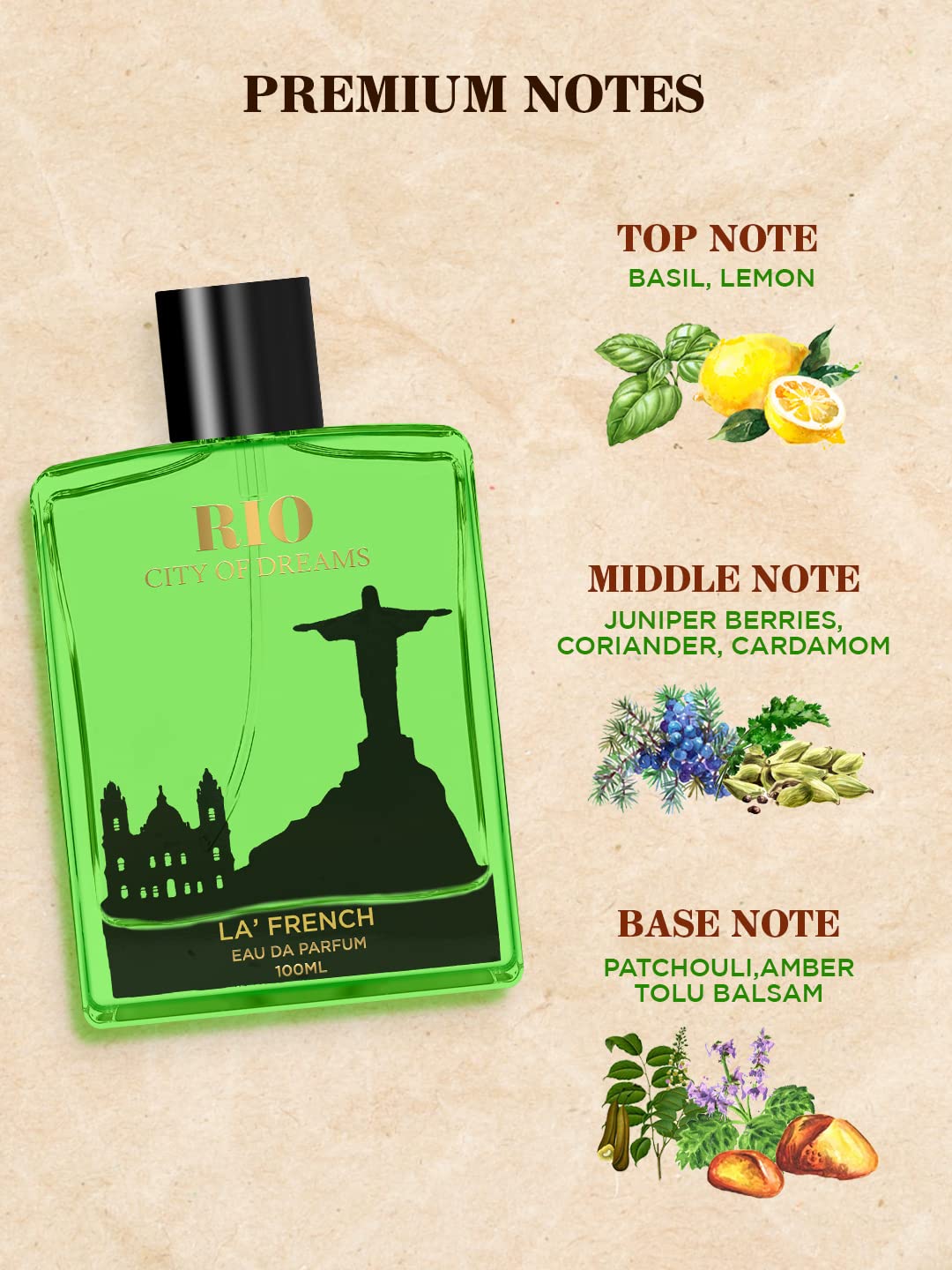La french Rio Perfume for Men - 100ml | Luxury Gift | Extra Long Lasting Smell | Premium French Fragrance Scent | Eau De Parfum