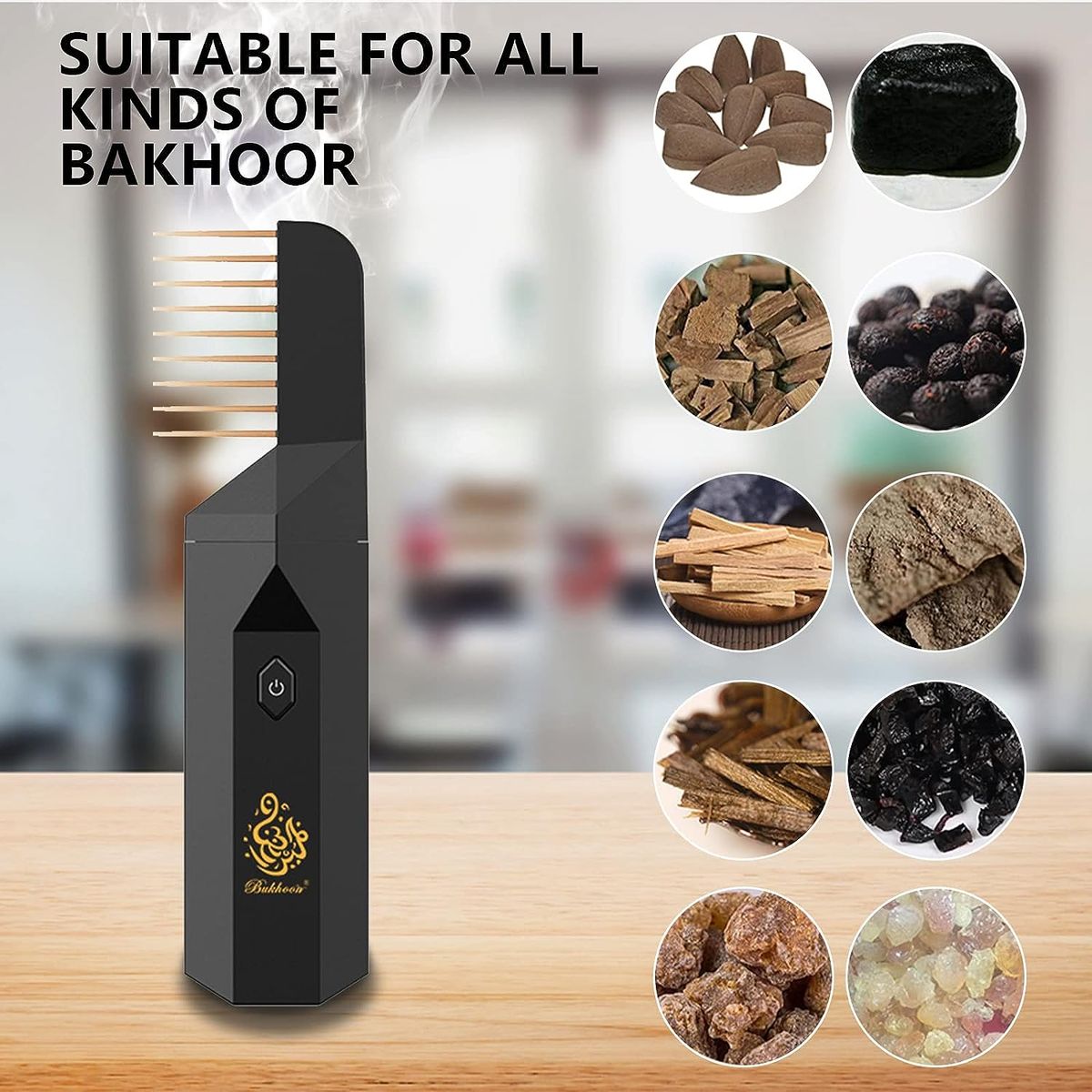 2 in 1 Hair Comb Incense Burner & Diffuser | Bakhoor Comb|  Rechargeable | Free Bakhoor | Oud comb | Bakhoor Burner | Ramadan Gift | Muslim Ramadan Incense Holder for Hair & Clothes