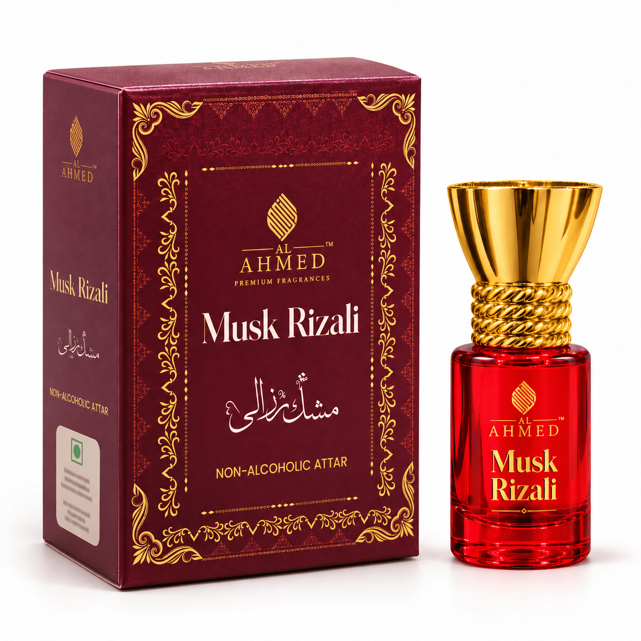 AL AHMED PREMIUM MUSK RIZALI ATTAR ROLL ON PERFUME | LONG LASTING FRAGRANCE PERFUME FOR MEN AND WOMEN | 100% ALCOHOL FREE ATTAR PERFUME | (6ML) - Al Ahmed India