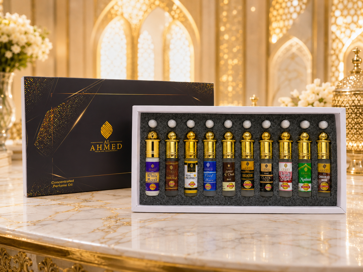 Al Ahmed 10 PCS Imperial Attar Collection | 6ml Each | Alcohol-Free Concentrated Perfume Oil | Long-Lasting Unisex Attar Gift Set for Men & Women | Premium Fragrance Combo