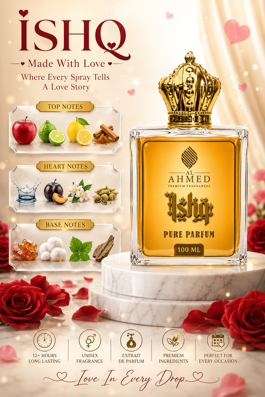 ISHQ | Extract de Parfum by Al Ahmed – 100ML for Men & Women | Long Lasting - Al Ahmed India