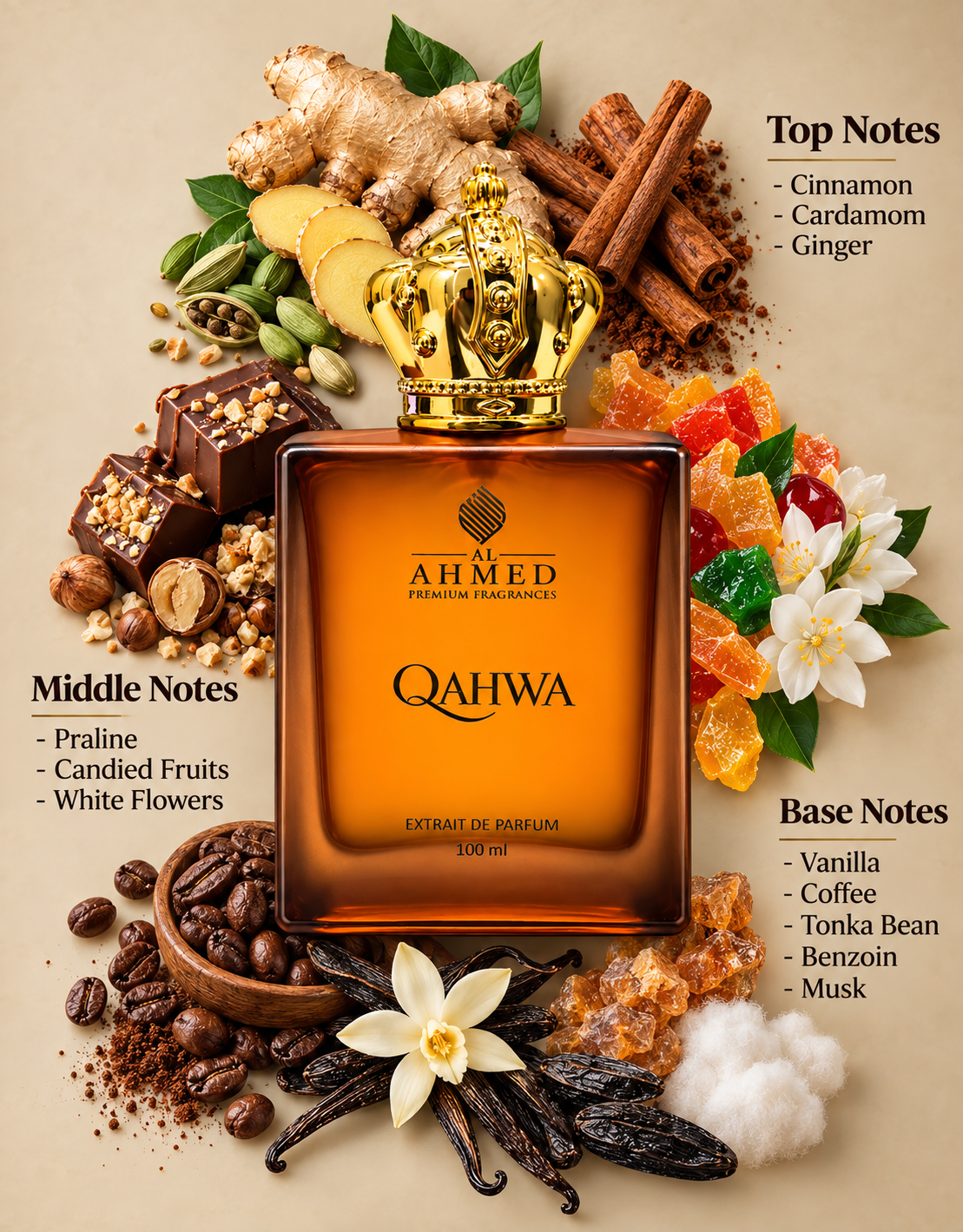 Qahwa | Extrait De Parfum by Al Ahmed – 100ml for Unisex | Long Lasting