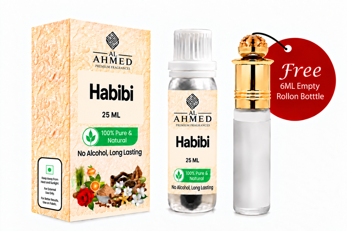 Habibi By Al Ahmed (25ml) | LONG LASTING FRAGRANCE PERFUME FOR MEN AND WOMEN | 100% ALCOHOL FREE ATTAR PERFUME | 25ml | Free 6ml Roll on Empty Bottle
