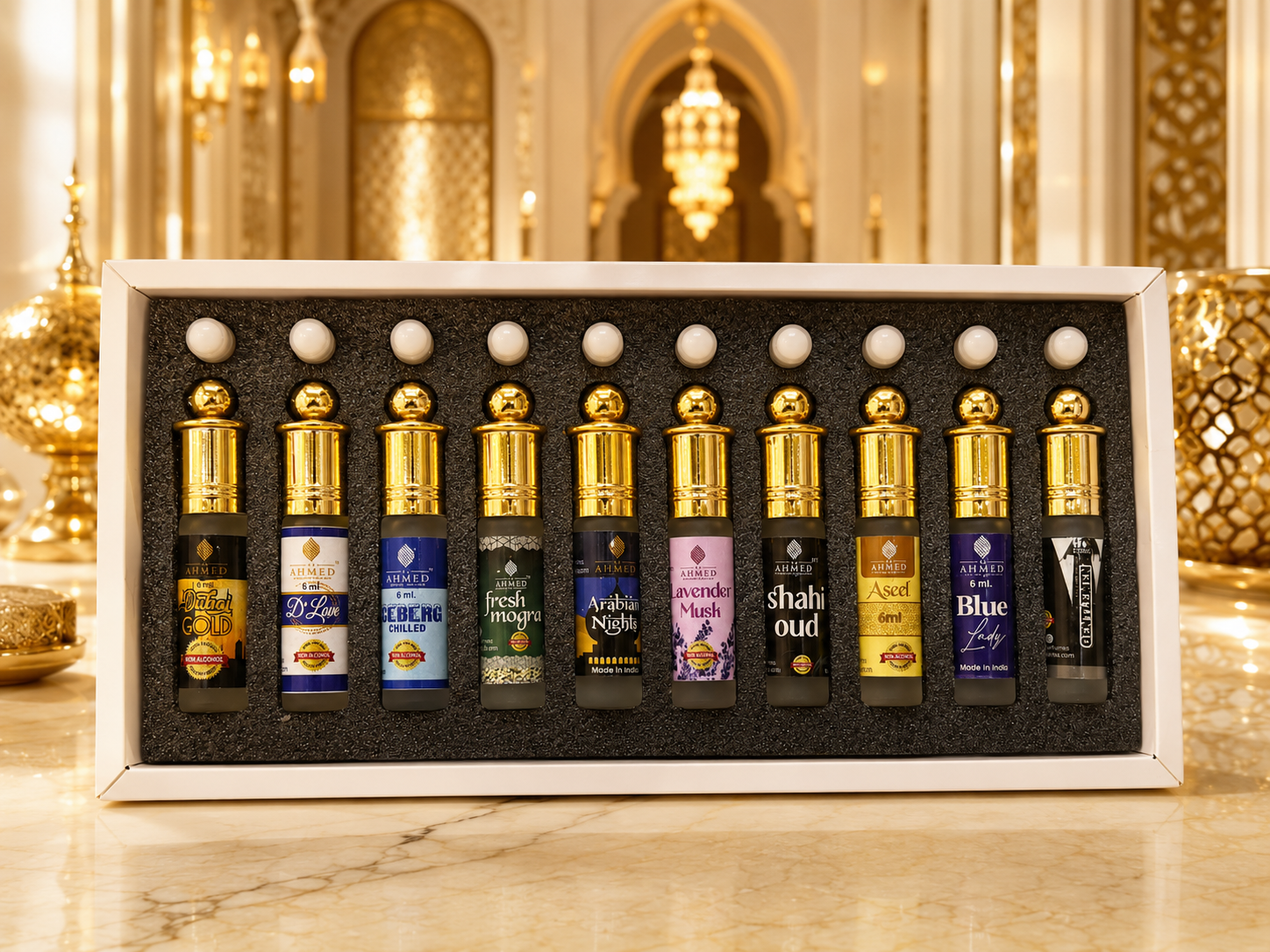 Al Ahmed 10 PCS Imperial Attar Collection | 6ml Each | Alcohol-Free Concentrated Perfume Oil | Long-Lasting Unisex Attar Gift Set for Men & Women | Premium Fragrance Combo