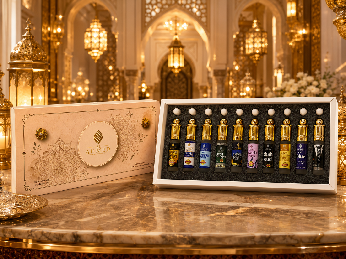 Al Ahmed 10 PCS Imperial Attar Collection | 6ml Each | Alcohol-Free Concentrated Perfume Oil | Long-Lasting Unisex Attar Gift Set for Men & Women | Premium Fragrance Combo