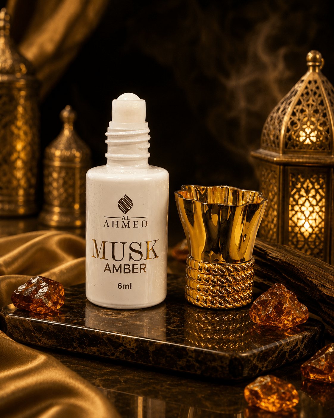 AL AHMED Musk Amber Non Alcoholic Attar 6ml | Premium Long Lasting Roll On Perfume Oil | Rich Musk, Amber & Oud Fragrance | Unisex - Al Ahmed India