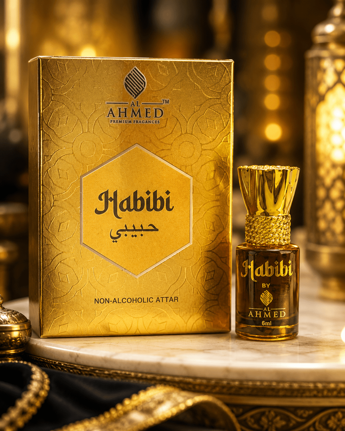 Al Ahmed Premium Habibi Attar Roll on Perfume | Long lasting Fragrance Perfume For Men and Women | 100% Alcohol Free Attar Perfume | Artisanal Perfume Oil (6ml) - Al Ahmed India