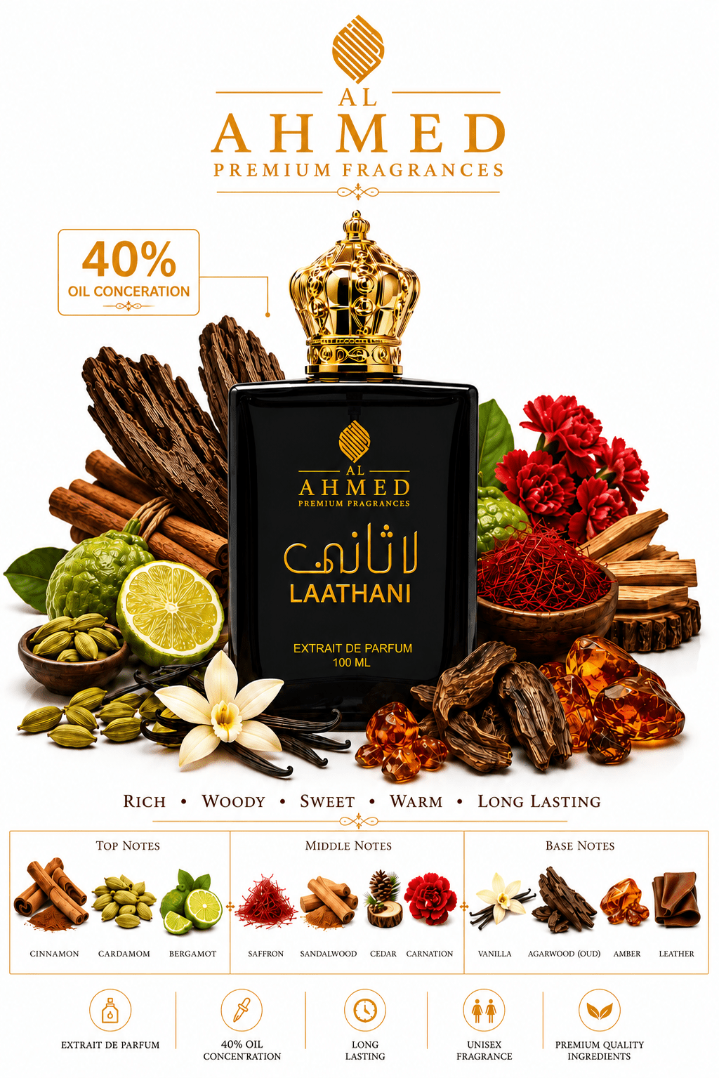 Laathani | Extrait De Parfum by Al Ahmed – 100ml for Unisex | Long Lasting - Al Ahmed India