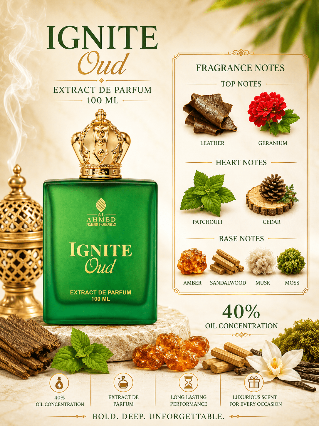 Ignite Oud | Extrait De Parfum by Al Ahmed – 100ml for Unisex | Long Lasting - Al Ahmed India