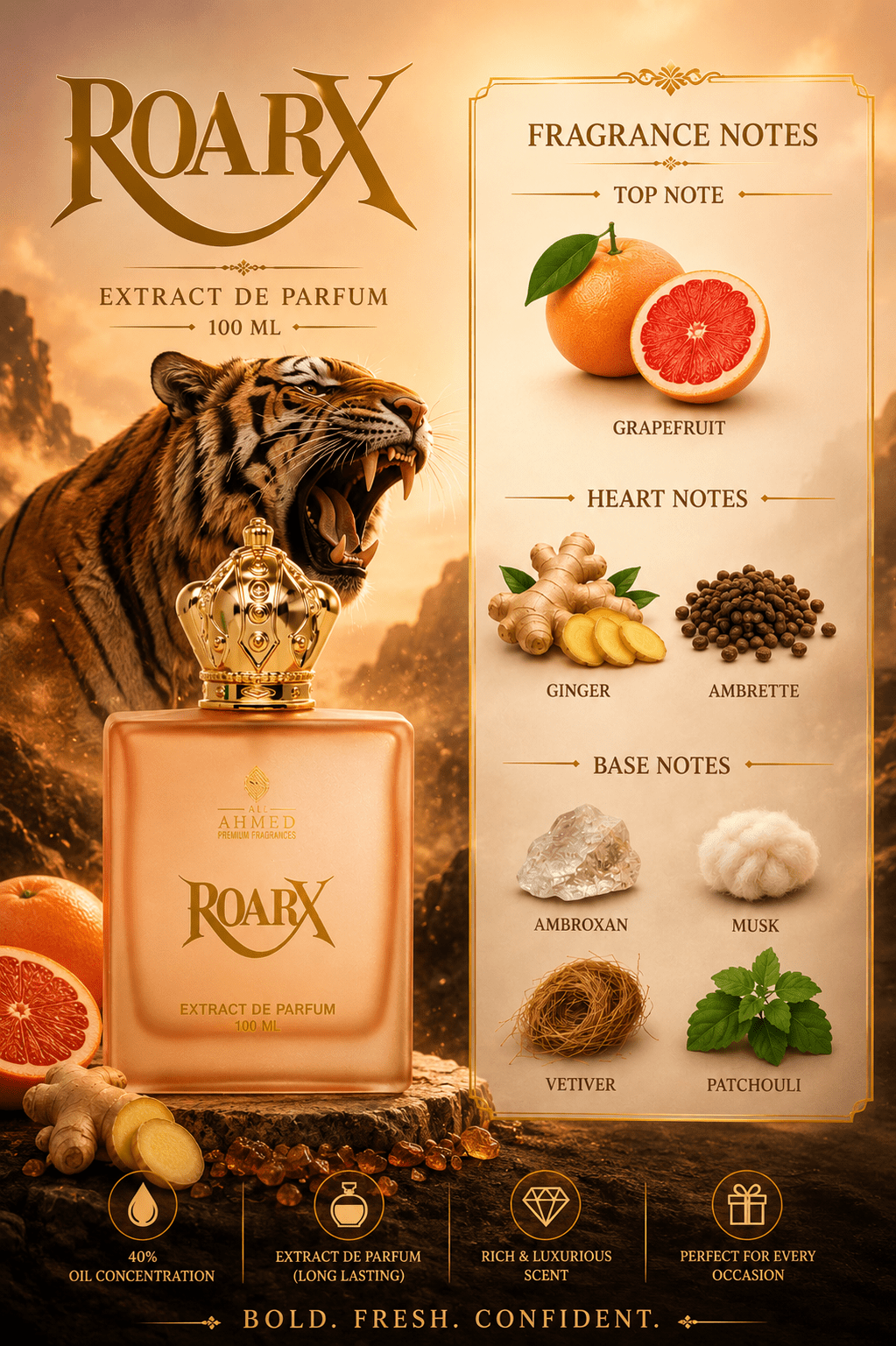 ROARX | Extrait De Parfum by Al Ahmed – 100ml for Unisex | Long Lasting - Al Ahmed India