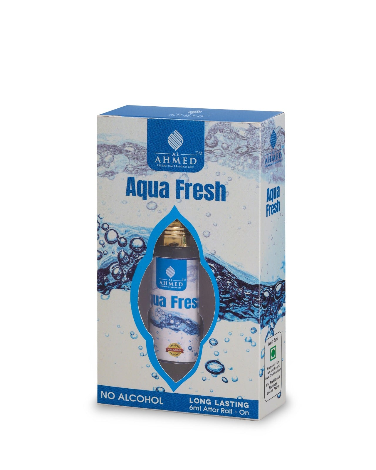 AL Ahmed's Aqua Fresh ATTAR ROLL ON PERFUME | LONG LASTING FRAGRANCE PERFUME FOR MEN AND WOMEN | 100% ALCOHOL FREE ATTAR PERFUME | 6ML)