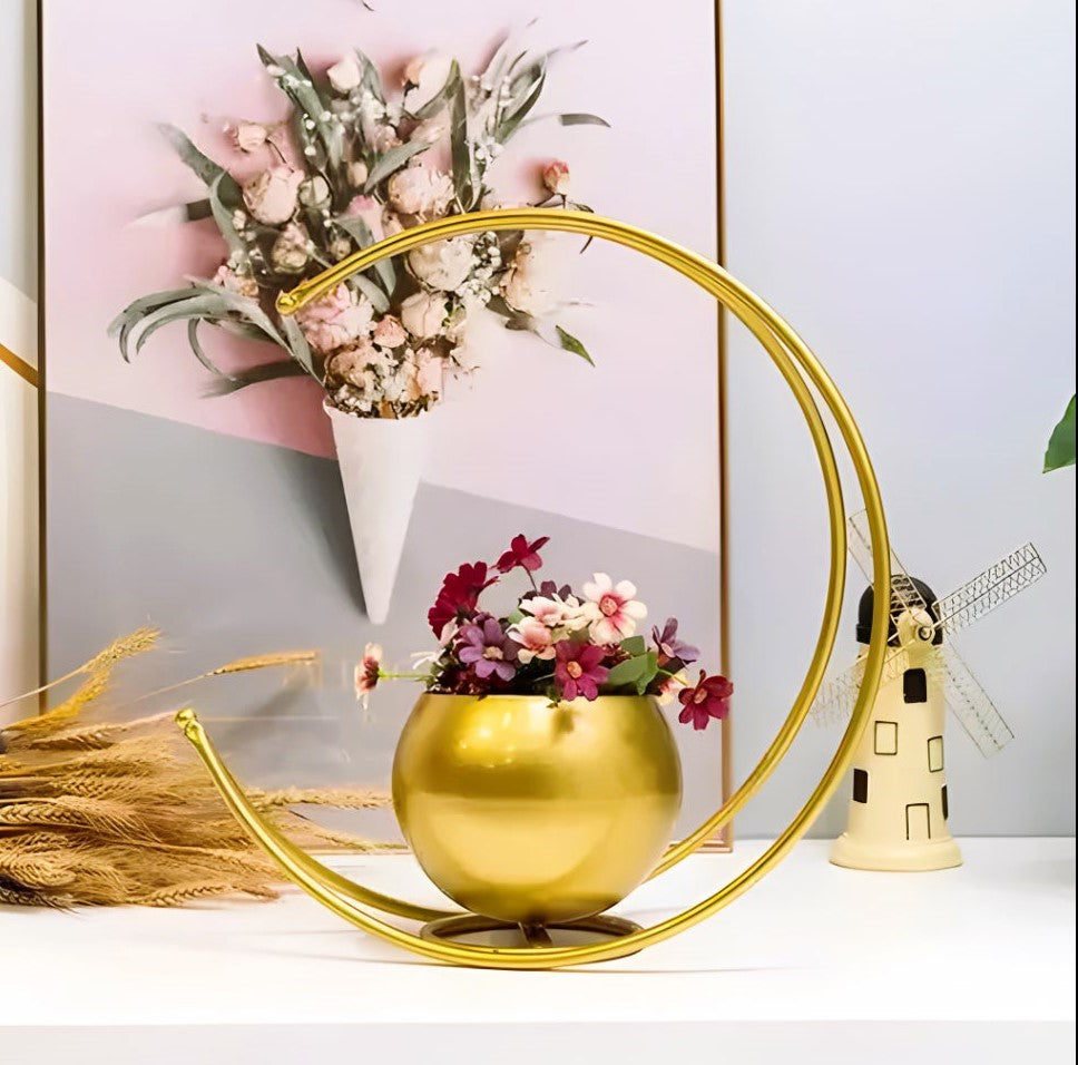 Royal Golden Flower Vase For Gifting & Multipurpose Use As Table Decor / Planter / Showpiece | RAMADAN GIFT | MUSLIM RAMADAN | EID GIFT  | CHRISTMAS DECORATION FOR HOME DECOR (no flowers )